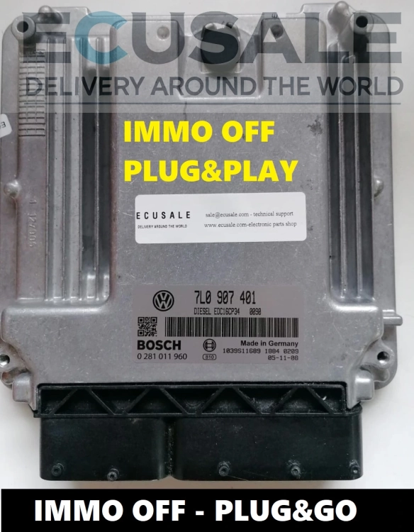 ECU 7L0907401 0281011960 TOUAREG 3-0 IMMO-OFF CENTRALINA DO MOTOR