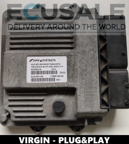 CENTRALINA do motor VIRGIN Fiat Idea / Lancia Musa 1.3 51816274 MJD6F3.M3 Plug  Play – pronta para instalação