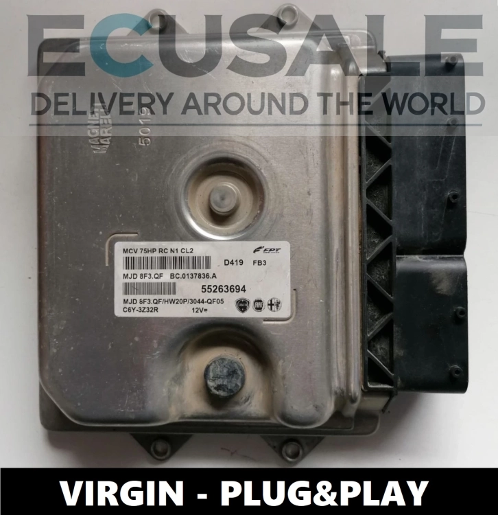 Calculateur Moteur VIRGIN FIAT 55263694 MJD8F3.QF pour 1.3 Multijet – ECU Plug &amp; Play avec option CHIP TUNING et EGR OFF