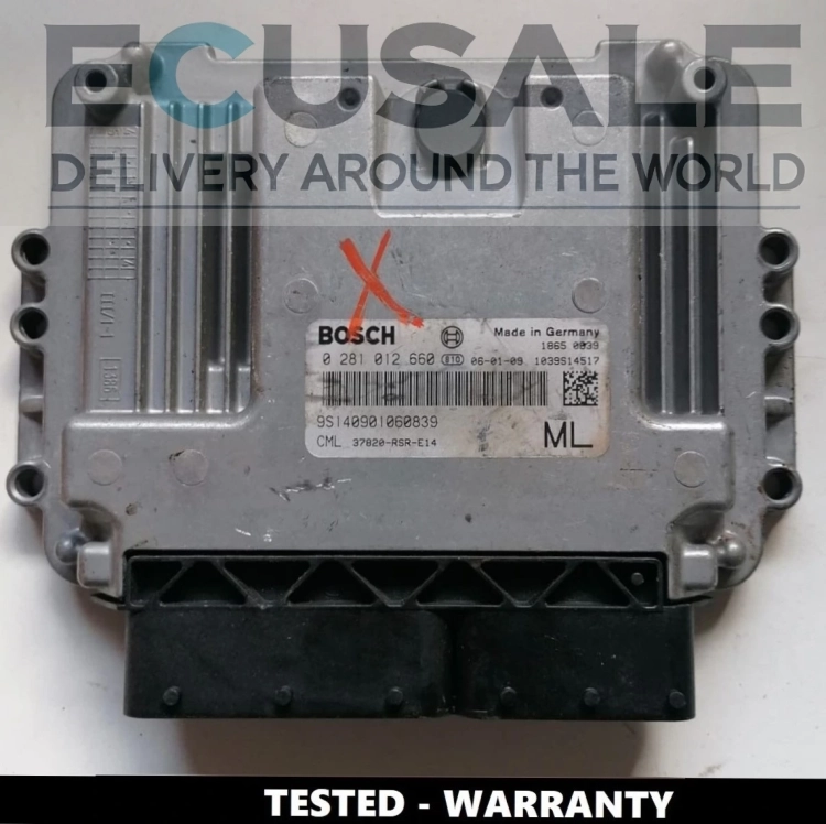 Calculateur moteur Honda Civic 2.2 i-CTDi – Bosch 0281012660, référence 37820-RSR-E14, unité testée et vérifiée.
