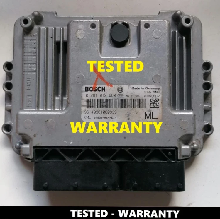 Foto della centralina originale Bosch EDC16C31 per Honda Civic – modello 37820RSRE14 con numero di serie 9S222209060575.