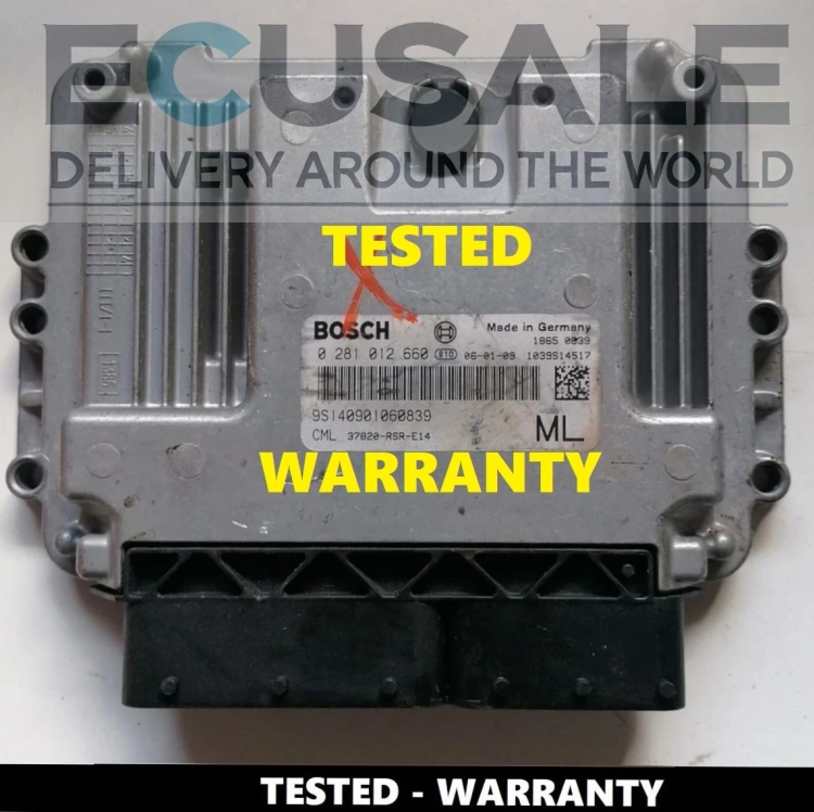 Photo du calculateur moteur Bosch EDC16C31 d’origine pour Honda Civic – modèle 37820RSRE14, numéro de série 9S222209060575.