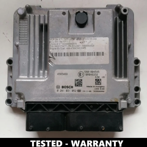 Centralina ECU Iveco MD1CE101 – Bosch 0281031052, codice 5801804545 / 4565469, testata completamente.