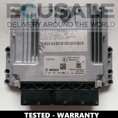 Centralita ECU Iveco MD1CE101 – Bosch 0281031052, referencia 5801804545 / 4565469, probada completamente.