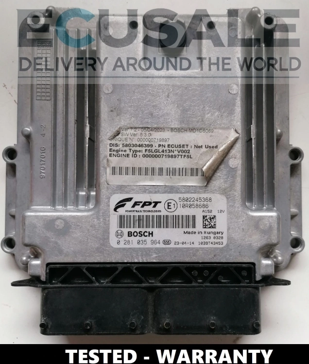 Motorsteuergerät Iveco MD1CE101 – Bosch 0281035964, Originalnummer 5802245368, geprüfter Steuerblock.
