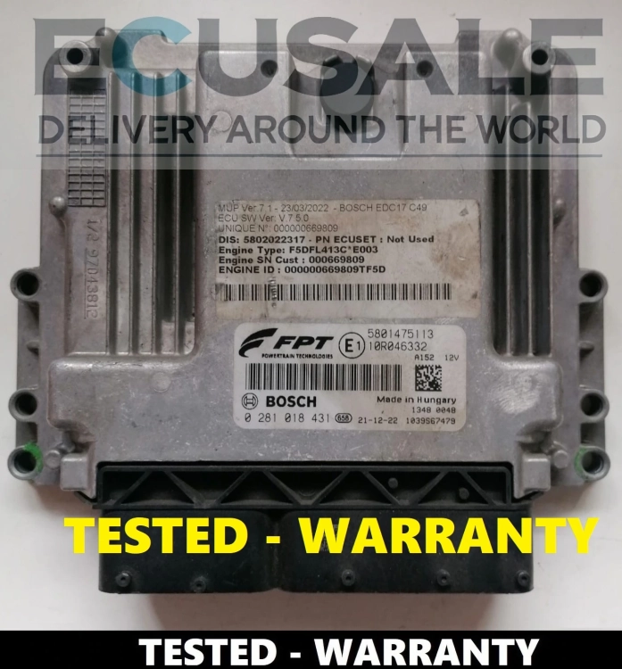 Foto de ECU Iveco Daily / S-Way – Bosch 0281018431, centralita verificada 5801475113