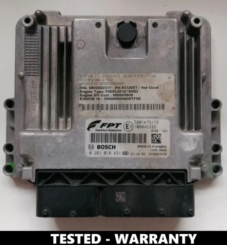 Centralina motore Iveco EDC17C69 – Bosch 0281018431, numero originale 5801475113, testata