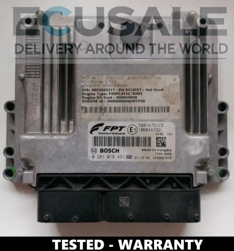 Centralita de motor Iveco EDC17C69 – Bosch 0281018431, número original 5801475113, comprobada