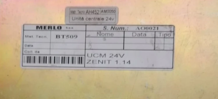 BT509 AO0021 sterownik UCM Merlo ZENIT 1.14 24V