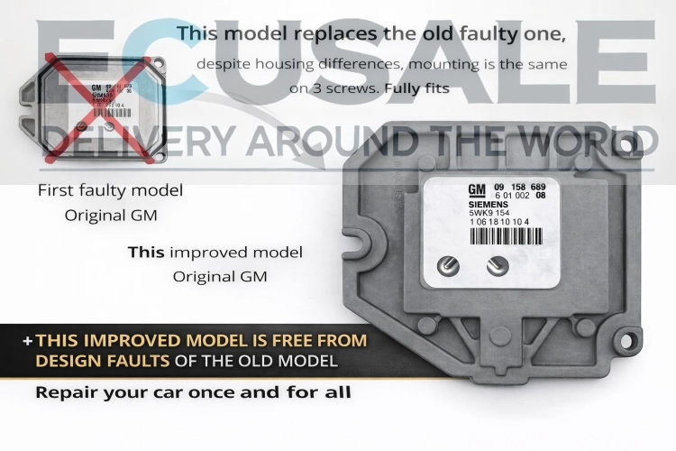 Calculateur moteur GM 09158689 Siemens 5WK9154 – modèle plus récent et amélioré avec boîtier renforcé, origine GM
