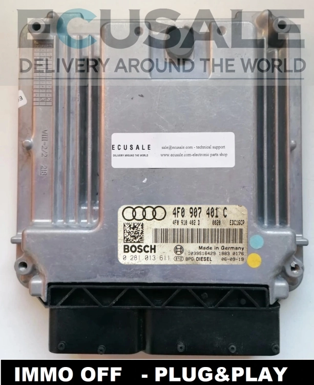 Centralita de motor 0281013611 4F0907401C Audi A6 C6 3.0 TDI IMMO OFF Plug &amp;amp;amp; Play