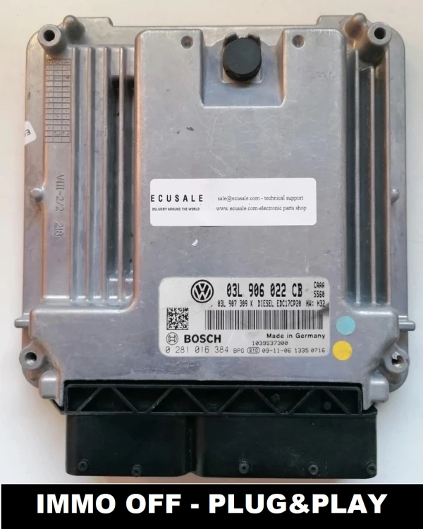 0281016384 03L906022CB centralina motore Bosch VW Transporter / Caravelle T5 2.0 TDI