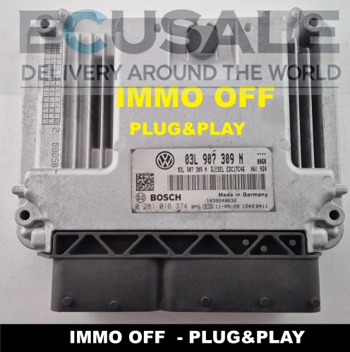 Calculateur moteur 03L907309N 0281016374 ECU VW Audi Seat Skoda Bosch EDC17C46 IMMO OFF Plug &amp;amp;amp; Play