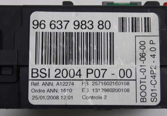 9663798380 P07-00 BSI-Modul Peugeot 207 / Expert