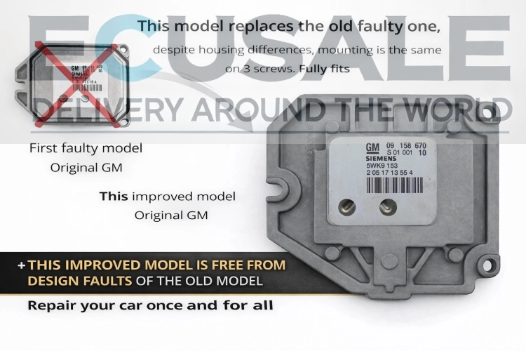 Comparación entre la versión antigua y nueva de la centralita Opel 09158670 Siemens 5WK9153