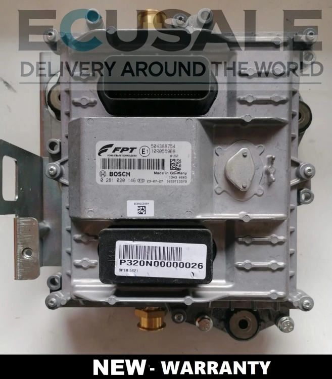 Photo du calculateur Iveco EDC7UC31 – unité Bosch 0281020146 d’origine, référence 504388754, provenant d’un Stralis