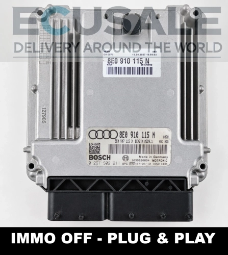 Calculateur moteur Audi A4 B7 2.0 TFSI 8E0910115N Bosch 0261S02211 MED9.1 IMMO OFF Plug &amp;amp;amp; Play