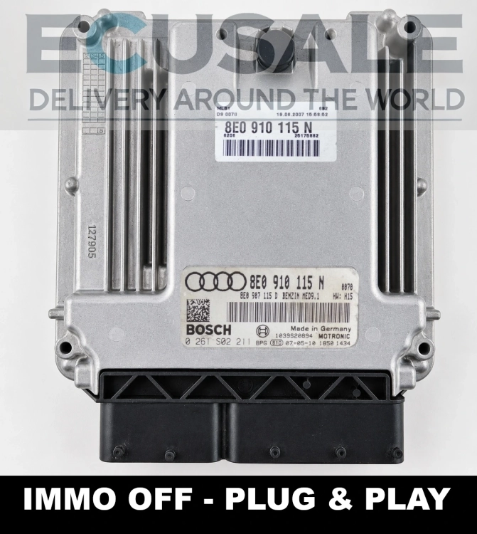 Calculateur moteur Audi A4 B7 2.0 TFSI 8E0910115N Bosch 0261S02211 MED9.1 IMMO OFF Plug &amp;amp;amp; Play