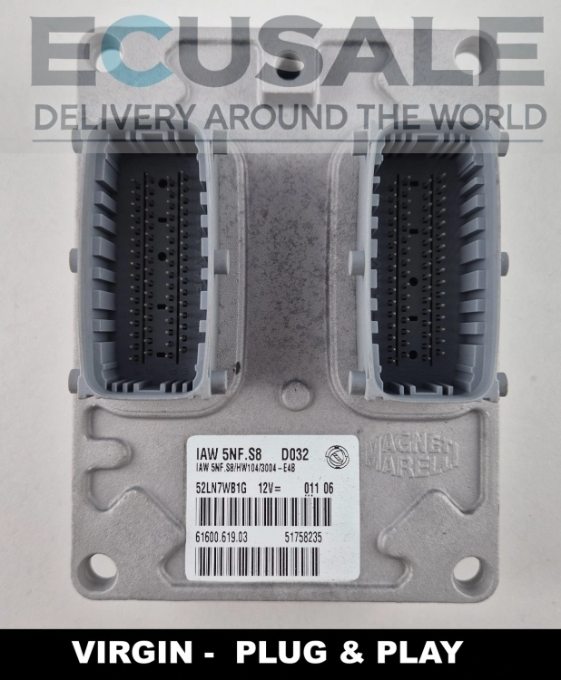 51758235 IAW 5NF.S8 61600.619.03 Centralina do motor Fiat Panda 1.2 8V 4x4 Virgin Plug and Play