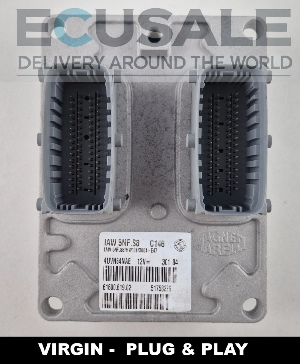 Calculateur moteur 51758226 61600.619.02 IAW 5NF.S8 Fiat Panda 1.2 8V Virgin Plug &amp;amp;amp; Play