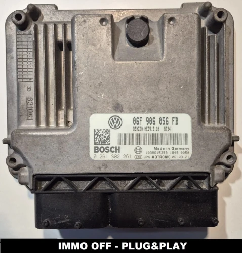 calculateur moteur ECU Bosch MED9.5.10 06F906056FB 0261S02261 Volkswagen Passat B6 2.0 FSI IMMO OFF Plug &amp;amp;amp; Play