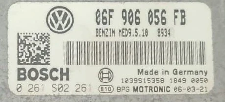 Étiquette ECU Bosch MED9.5.10 06F906056FB 0261S02261