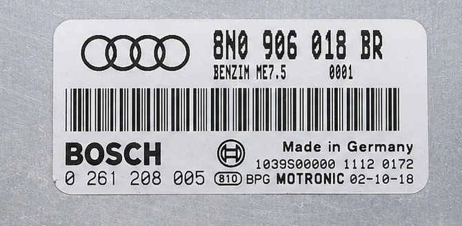 Étiquette 8N0 906 018 BR 0261208005 calculateur moteur Bosch ME7.5 Audi TT 8N 1.8T