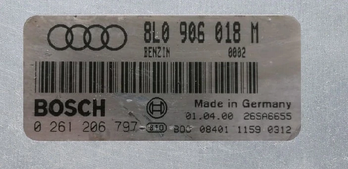 Étiquette calculateur moteur 8L0906018M 0261206797 Bosch Audi TT 8N 1.8T IMMO OFF