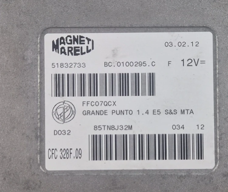Étiquette Calculateur TCU transmission boîte 51832733 CFC328F.09 Magneti Marelli Fiat Grande Punto 1.4 MTA