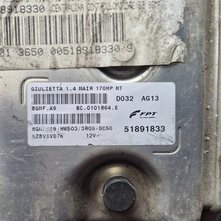 Etiqueta de la centralita 51891833 8GMF.A9 BC.0101864.E Alfa Romeo Giulietta 1.4 MultiAir 170 KM