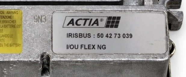 Étiquette du calculateur ACTIA 504273039 I/OU FLEX NG do autobusu Irisbus
