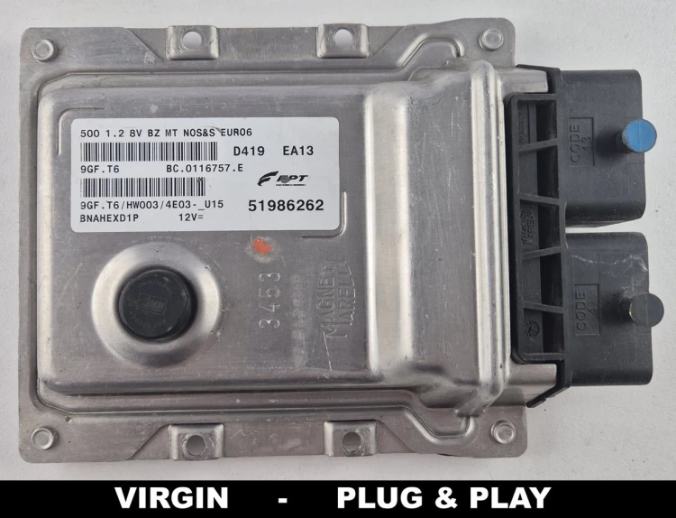 calculateur moteur FPT 51986262 9GF.T6 BC.0116757.E Fiat 500 1.2 8V Euro 6 sans Start-Stop VIRGIN Plug &amp;amp;amp; Play
