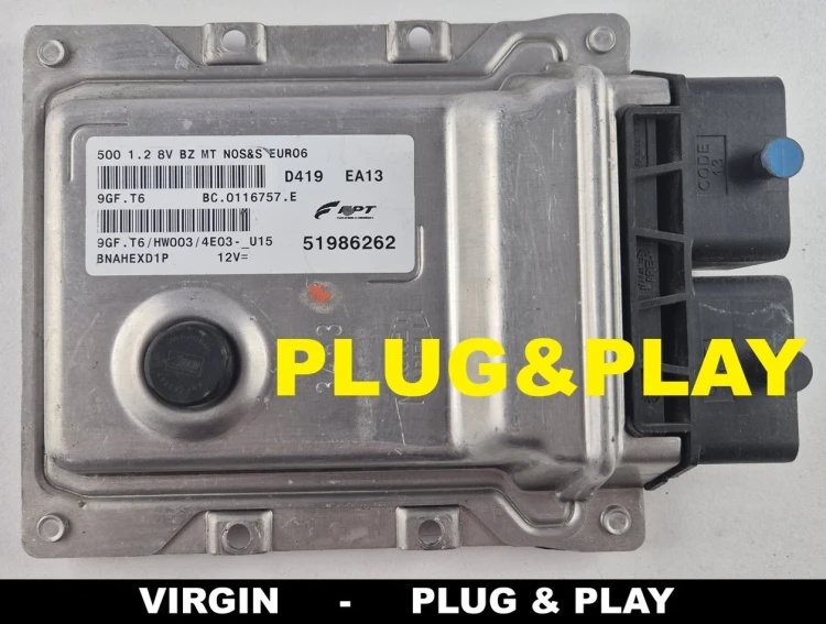 calculateur moteur 51986262  Fiat 500 1.2 8V Euro 6 sans Start-Stop VIRGIN Plug &amp;amp;amp; Play