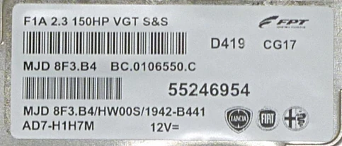 Etiqueta visible del módulo 55246954 para Fiat Ducato 2.3