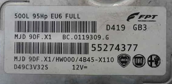 55274377 MJD 9DF.X1 Motorsteuergerät Fiat 500L 1.3 Multijet – weitere Ansicht