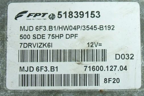 51839153 MJD 6F3.B1 Motorsteuergerät Fiat 500 1.3 Multijet – weitere Ansicht