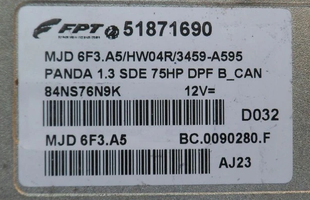 51871690 MJD 6F3.A5 sterownik silnika Fiat Panda 1.3 Multijet – dodatkowe zdjęcie