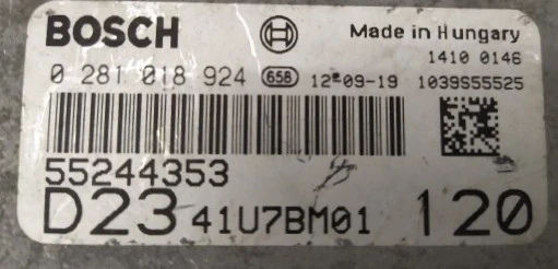 Etichetta della centralina motore Fiat Ducato – Bosch 0281018924, OEM 55244353, codice 1039S55525