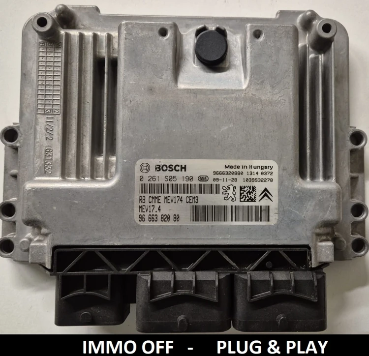 0261S05190 9666382080 centralina do motor Bosch MEV17.4 Peugeot Citroën 1.4 / 1.6 VTi IMMO OFF