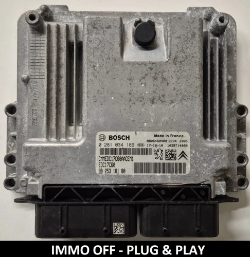 0281034189 9825318180 Motorsteuergerät Bosch EDC17C60 Peugeot Citroën Opel IMMO OFF