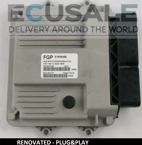CALCULATEUR MOTEUR RÉNOVÉ FIAT 51806498 MJD6F3.P7 HW03P pour moteur 1.3 Multijet – Plug &amp; Play, sans programmation