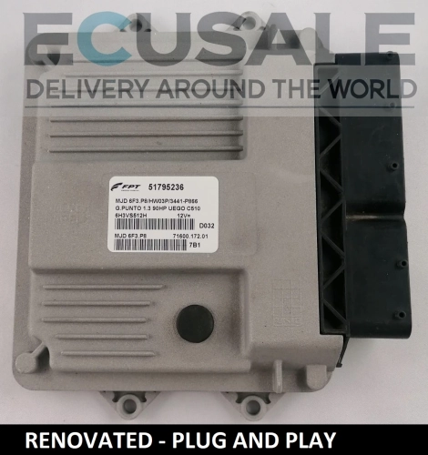 CENTRALITA DE MOTOR RENOVADO FIAT 51795236 MJD6F3.P8 HW03P para motor 1.3 Multijet – Plug &amp; Play, sin programación