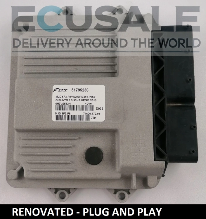 CENTRALITA DE MOTOR RENOVADO FIAT 51795236 MJD6F3.P8 HW03P para motor 1.3 Multijet – Plug &amp; Play, sin programación