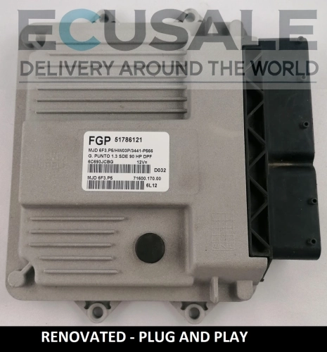RENOVIERT MOTORSTEUERGERÄT FIAT 51786121 MJD6F3.P5 HW03P für 1.3 Multijet – Plug &amp; Play, ohne Programmierung