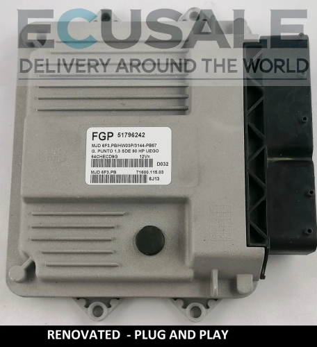 CALCULATEUR MOTEUR RÉNOVÉ FIAT 51796242 MJD6F3.PB HW03P – PLUG &amp; PLAY, SANS PROGRAMMATION