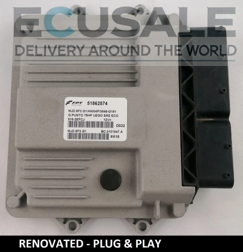 CALCULATEUR MOTEUR RÉNOVÉ FIAT 51862574 MJD6F3.G1 HW04P – PLUG &amp; PLAY, SANS PROGRAMMATION