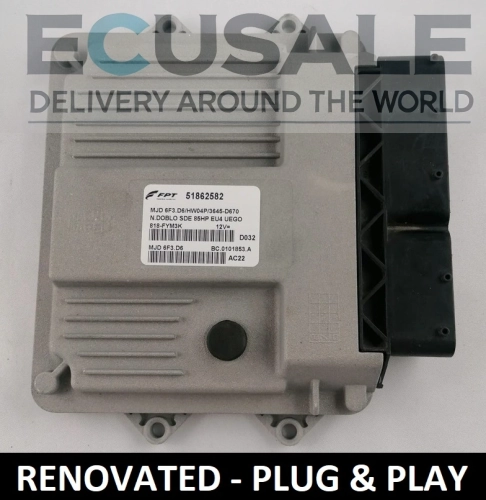 Centralina do motor renovado FIAT 51862582 MJD6F3.D6 HW04P – vista da unidade Bosch, pronta para instalação