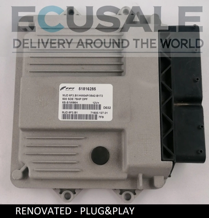 Centralita de motor renovado FIAT 51816285 MJD6F3.B1 HW04P – vista de la unidad Bosch lista para instalación Plug &amp; Play