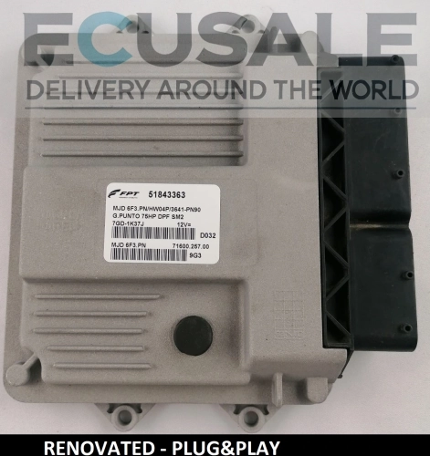 Calculateur moteur pour FIAT Grande Punto 51843363 MJD6F3.PN VIERGE – branchez et roulez