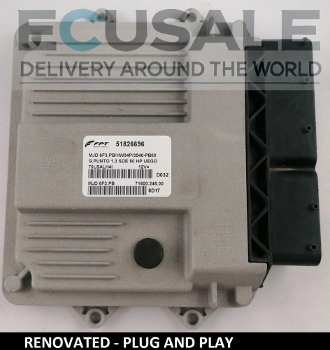 CENTRALITA DE MOTOR FIAT 51826696 MJD6F3.PB HW04P – Bosch 1.3 Multijet RENOVADO Plug and Play para Punto Panda Fiorino 500